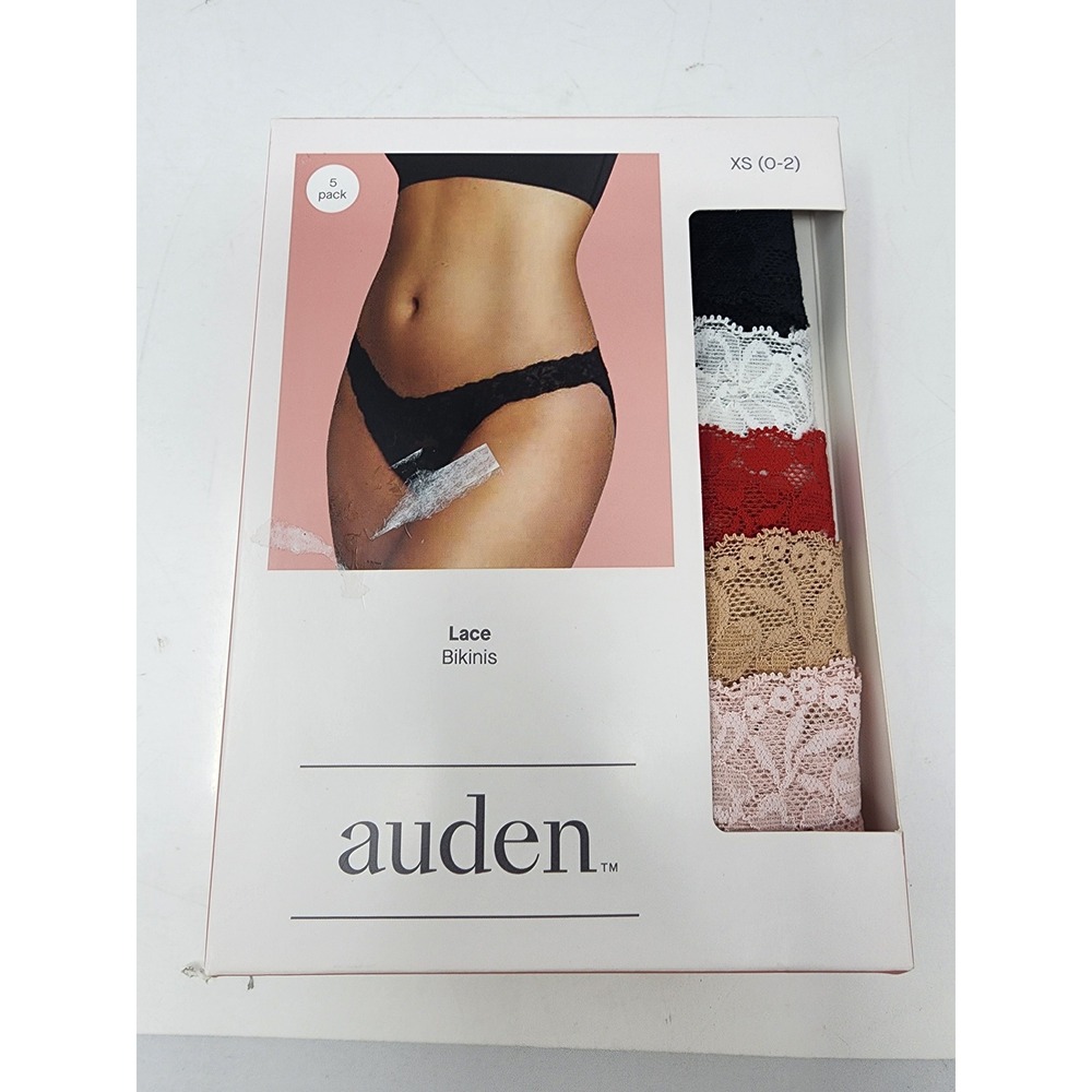 Auden Womens Lace Bikinis‎ Multicolor Nylon Blend 5 Pack Casual Size XS